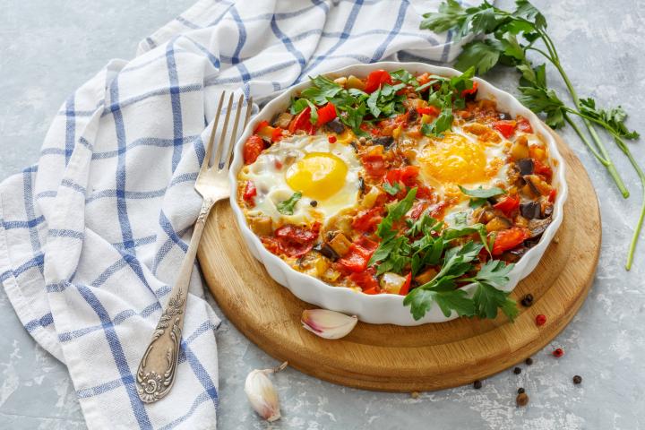 Padlizsános shakshuka 
